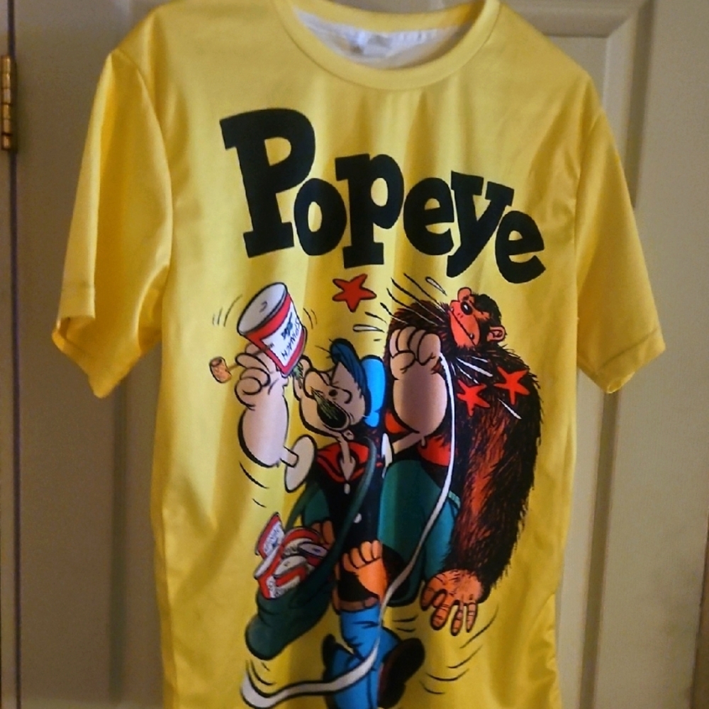 Vibrant Yellow Short Sleeve Tee with Cartoon Graphics
